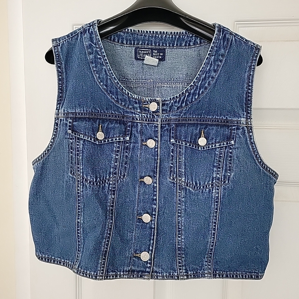 Y2k Old Navy Blue Denim Cropped Vest